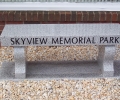 SKY-VIEW MEMORIAL PARK GRANITE BENCH, 4 FEET LONG ON A GRANITE BASE